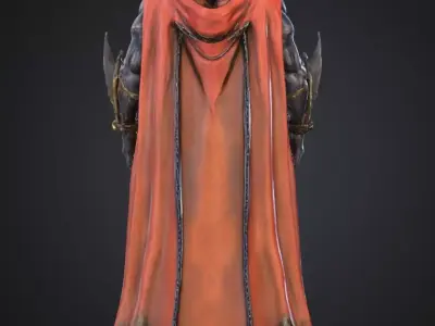 Dark Fire Wizard 3D Model Game Ready Fantasy Character Low-poly 3D model