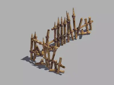 Broken - Wood Fence 03 3D model