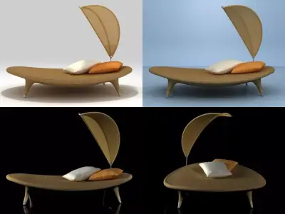 Elitre lounge chair with umbrella 3D model