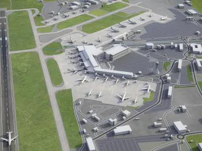 Edinburgh - Airport - EDI Low-poly 3D model