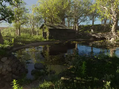 Abandoned Cabin Scene 3D model