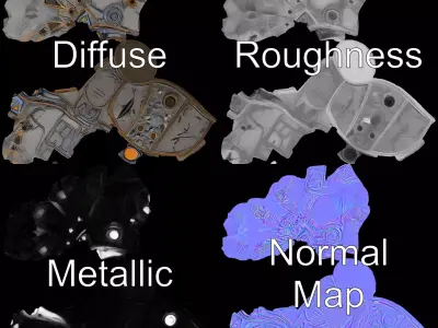 Futuristic Metallic Gauntlet Model Pack Low-poly 3D model