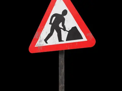 Men at work Roadsign Low-poly 3D model