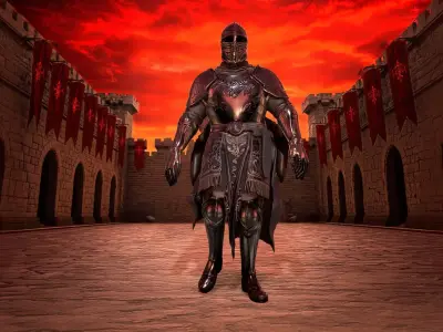 medieval knight dark armor Low-poly 3D model