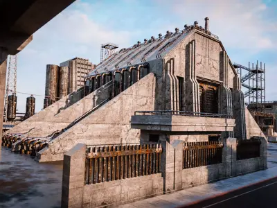 INDUSTRIAL SCIFI BUILDING 03 Low-poly 3D model