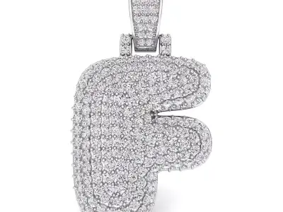 Bubble F Initial Pendant 3D print model