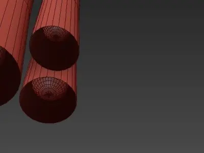 Emmemobili pendant light with five golden cones hanging from it 3D model