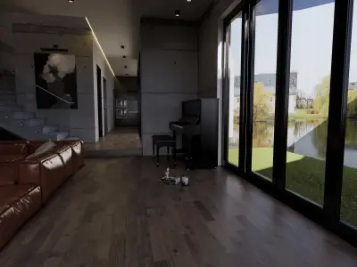 Living Room Modern Industrial  Low-poly 3D model