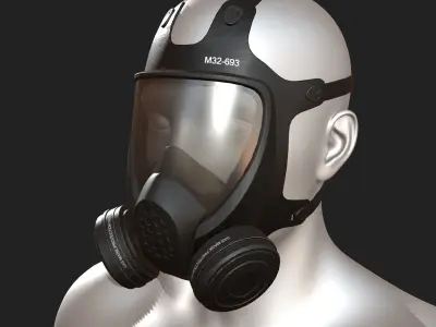 Gas mask helmet 3d safety isolated fantasy human  Low-poly 3D model