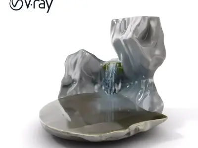 Natural Rock Pool with Waterfall Model Pack Low-poly 3D model