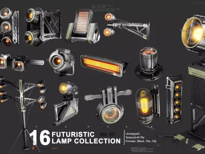 Sci-Fi Lamps Vol 01 Low-poly 3D model