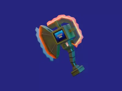 lowpoly weapon scifi axe Low-poly 3D model