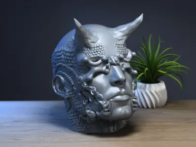 Demon human robot headphone Stand 3D print model
