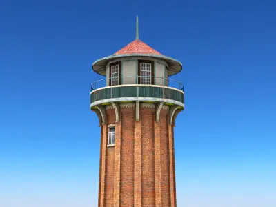 Tall Water Tower Low-poly 3D model
