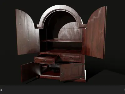 Old Wardrobe Modular Set Low-poly 3D model