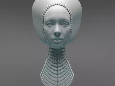 Solarpunk Cyborg Headdress 3D model
