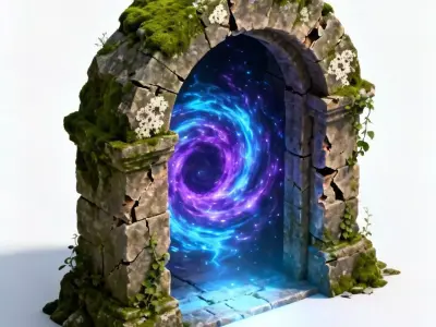 Ancient Stone Portal Archway 3D Model Mystical Gateway Low-poly 3D model