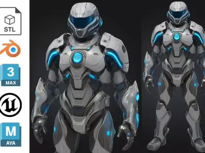 Futuristic Combat Robot Soldier Sci Fi Low-poly 3D model