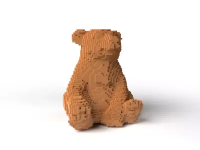 CandyBear Minecraft Voxel Low-poly 3D model
