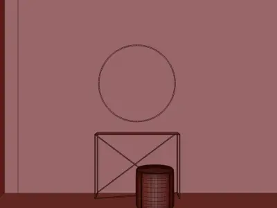 MODERN CONSOLE WITH MIRROR AND POUF Free 3D model