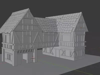 Medieval  house  Low-poly 3D model