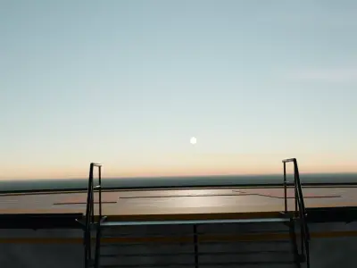 Realistic Helipad Platform with Stairs and Safety Railings  3D model