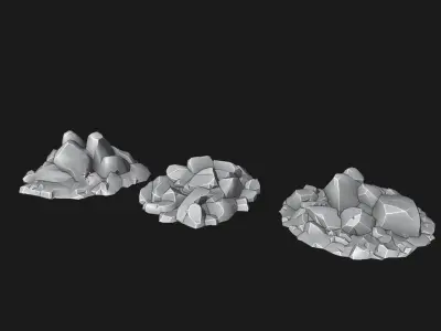Stone Pile 3-Pack Game-Ready Low-poly 3D model
