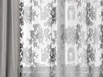 Curtains with window 7 3D model