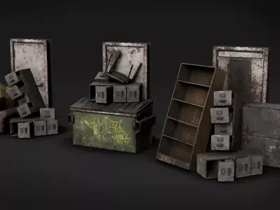 Post-Apocalyptic Broken Door - Modular Barricade Pack Low-poly 3D model