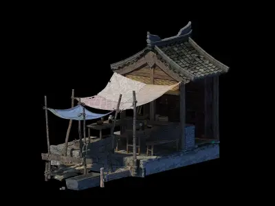 Ancient and Old Buildings in Asia 3D model