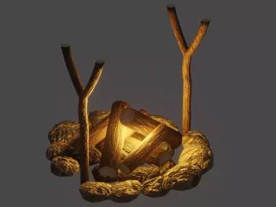 Campfire lamp with sticks in it Free 3D model