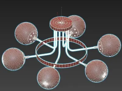intenso six light chandelier with glass globes and chrome finish 3D model
