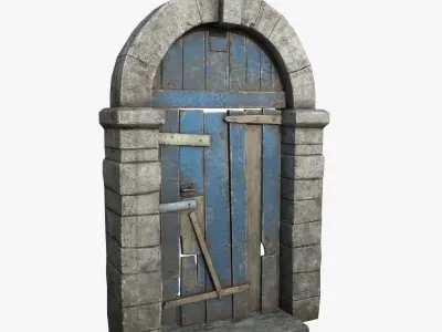 Medieval Wooden Door Low-poly 3D model