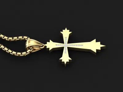 High Cross Pendant Light Gold 18K 3CP033 3D print model