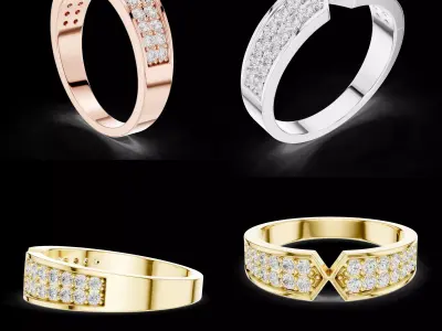 Diamond Modern Band Ring CAD Design for Luxury Jewelry 3D print model