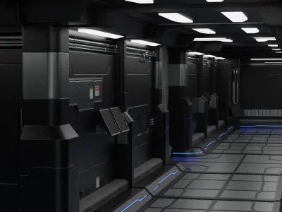 Sci Fi Modular Interior 1B Low-poly 3D model