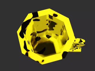 Metal cup painted with yellow color and black dots Free low-poly 3D model