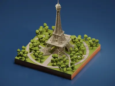 Eifel Tower Low-poly 3D model