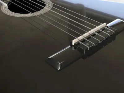 Black Acoustic Guitar 3D model
