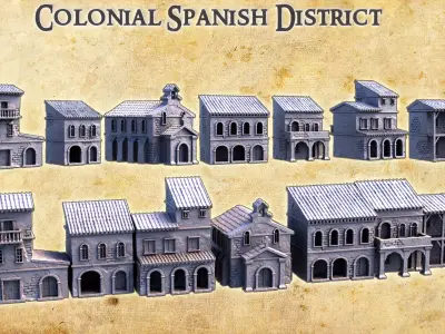 Colonial Spanish District Tabletop Terrain 28 mm 3D print model