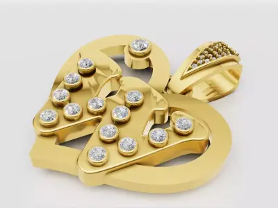 W HEART PENDANT 3D print model