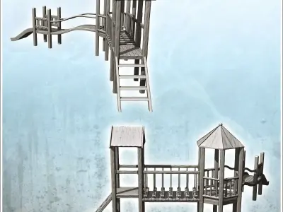Modern childrens play structure with slide 8 3D print model