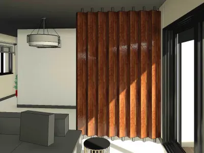 Wooden Column Decor Screens Room Divider 3D model