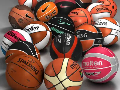 Basketball set 18 Low-poly 3D model