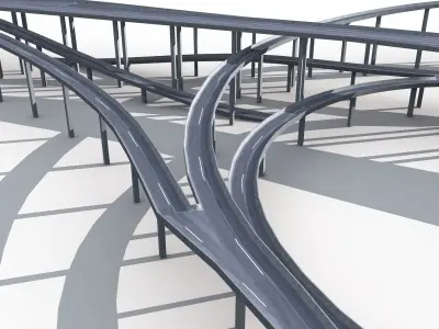 Highway Road Viaduct Flyover-08 3D model