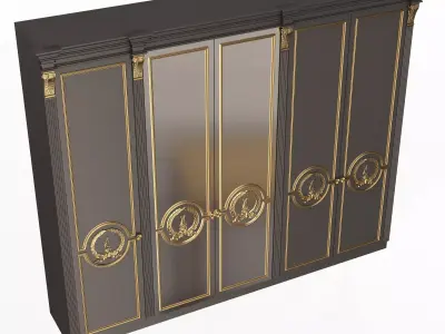 Classic Wardrobe Furniture 0402 Black Low-poly 3D model