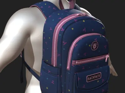 Backpack Camping bag baggage pockets product  Low-poly 3D model