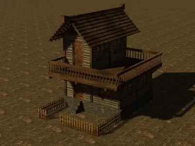 Medieval house seven 4 Low-poly 3D model