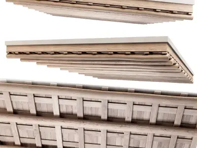 Pitched wooden ceiling  Low-poly 3D model