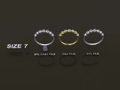 Bezel Half Infinity Diamond Band Ring 2mm50 Size 7 3D print model